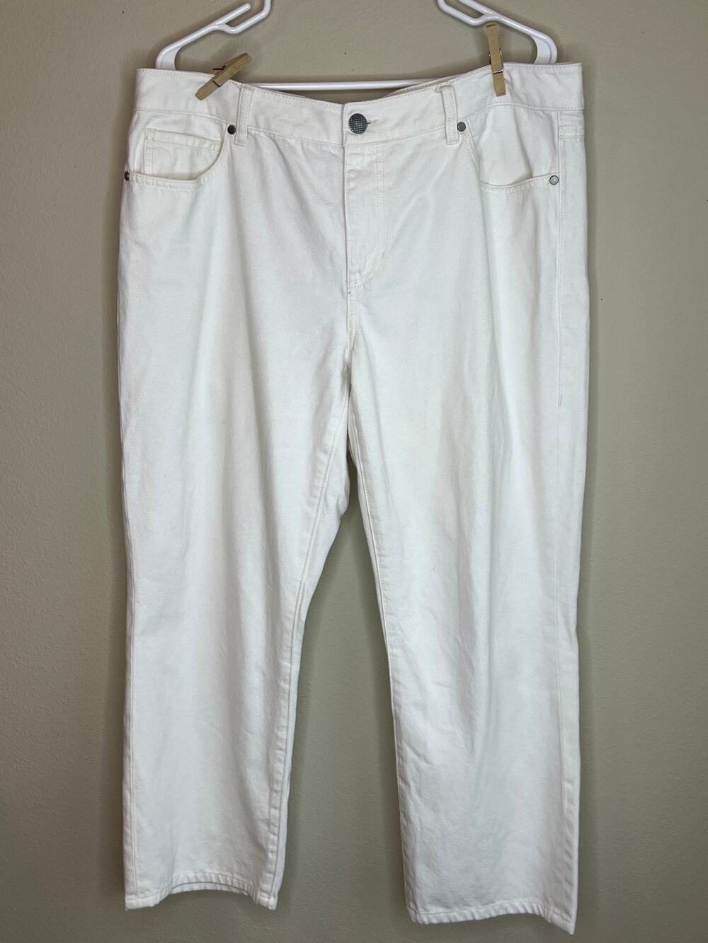 Cabi 100% Boyfriend Jeans Vintage White Cotton Crop Denim Style 6072 Size 14